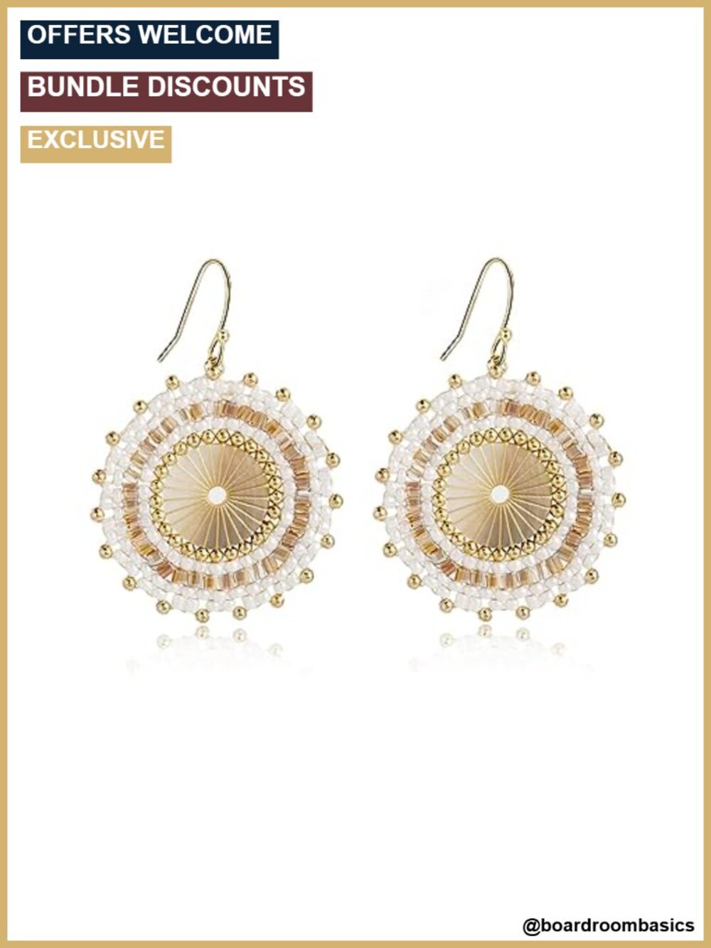 Handmade Beaded Hoop Dangle Earrings for Women Boho Summer Beach Jewelry